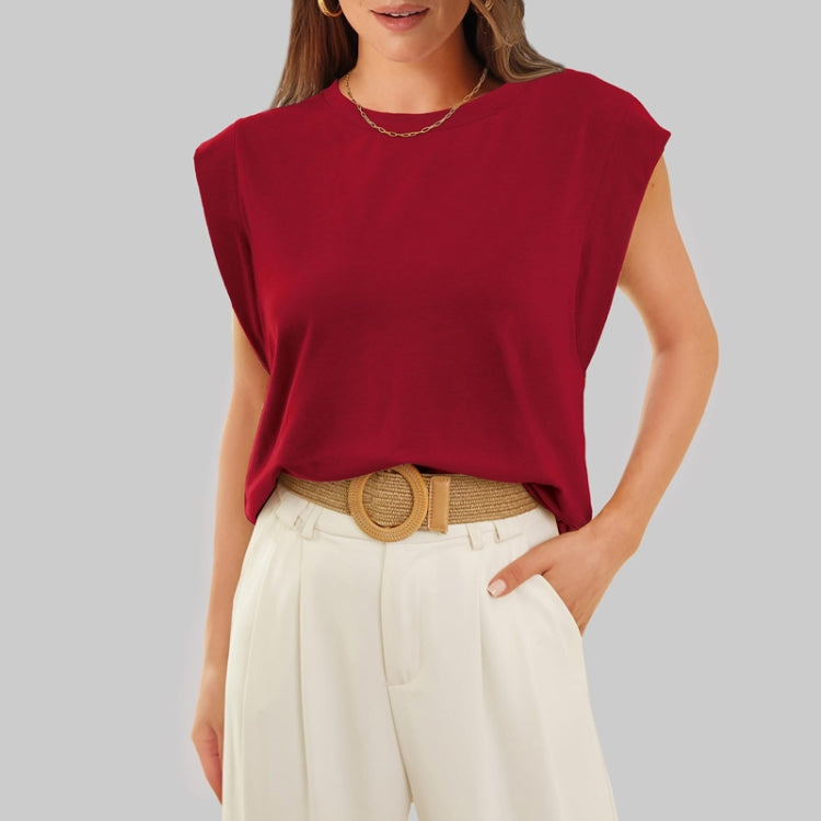 Women Summer Loose Top Basic T-Shirt Round Neck Casual Tank, Size: S
