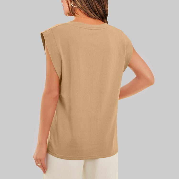 Women Summer Loose Top Basic T-Shirt Round Neck Casual Tank, Size: S
