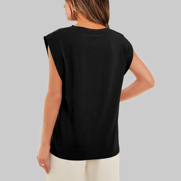 Women Summer Loose Top Basic T-Shirt Round Neck Casual Tank, Size: M