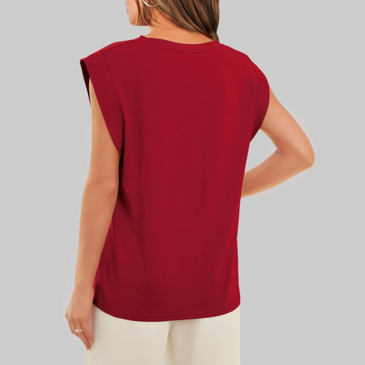 Women Summer Loose Top Basic T-Shirt Round Neck Casual Tank, Size: M