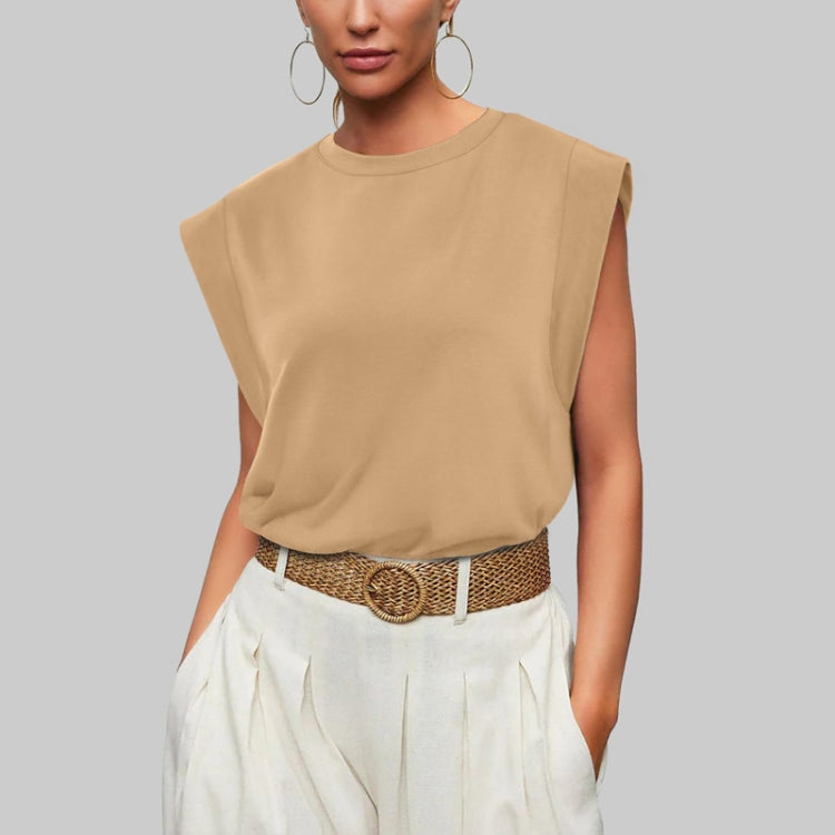 Women Summer Loose Top Basic T-Shirt Round Neck Casual Tank, Size: M