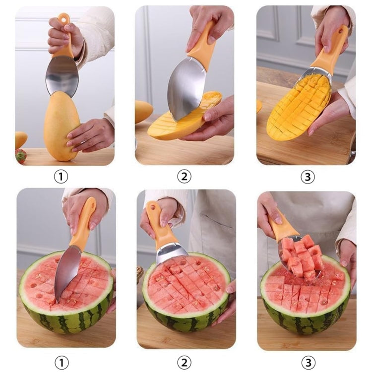 Mango Slicing and Dicing Tool Multifunctional Stainless Steel Fruit Peel Separator - 1pcs