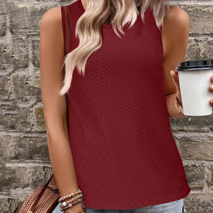 Women Spring Summer Round Neck Printed Vest T-Shirt Top, Size: S