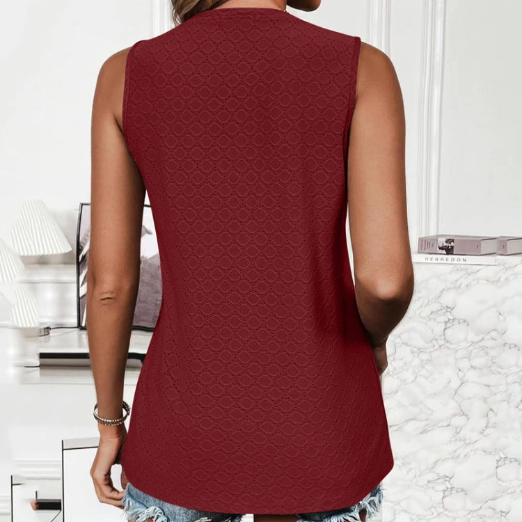 Women Spring Summer Round Neck Printed Vest T-Shirt Top, Size: M