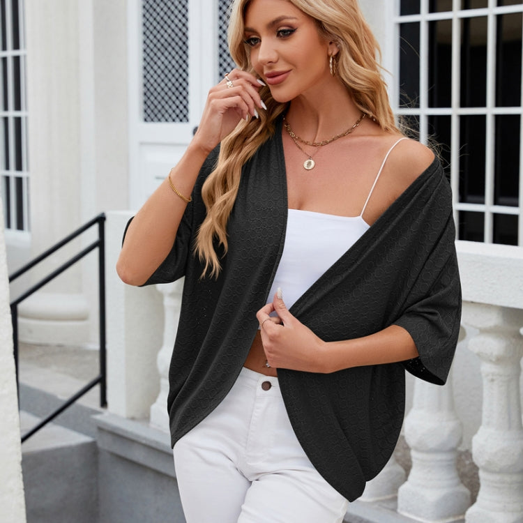 Women Spring Summer Solid Color Half-Sleeve Cardigan Knitwear Air Conditioning Outerwear, Size: M