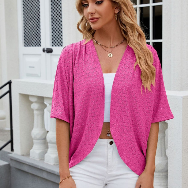 Women Spring Summer Solid Color Half-Sleeve Cardigan Knitwear Air Conditioning Outerwear, Size: XL