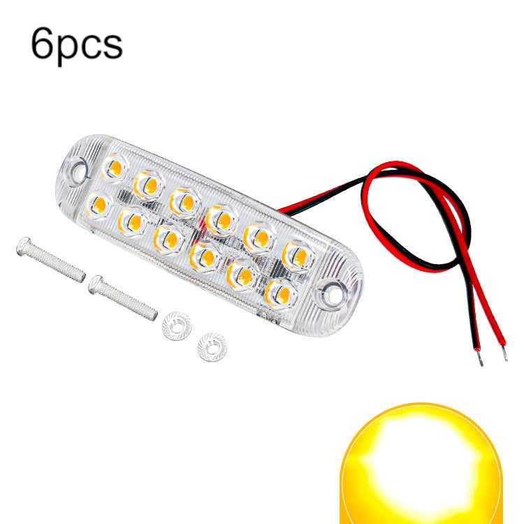 6pcs 12-Bead LED Flashing Warning Lights Motorcycle RV Signal Lights