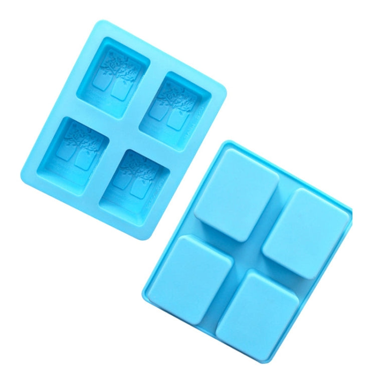 4 Grids Square Tree Silicone Cake Molds Home DIY Handmade Soap Mould - Light Blue