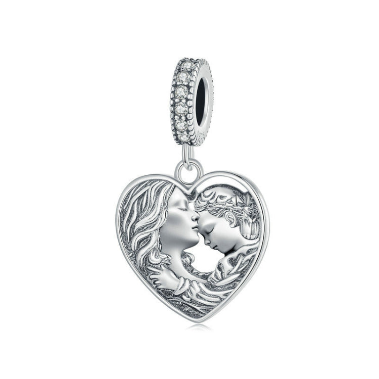 S925 Sterling Silver Mother-daughter Love Heart DIY Beads - SCC2765