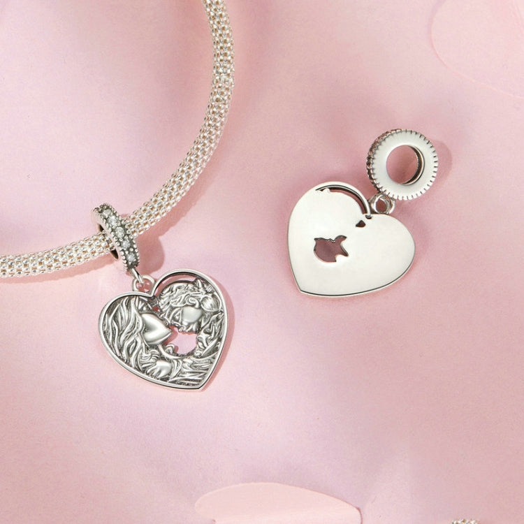 S925 Sterling Silver Mother-daughter Love Heart DIY Beads - SCC2765
