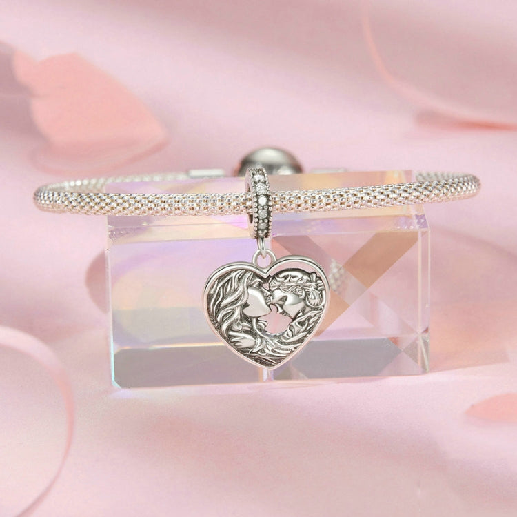 S925 Sterling Silver Mother-daughter Love Heart DIY Beads - SCC2765