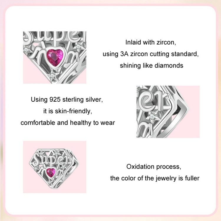 S925 Sterling Silver Super Mom Beaded DIY Jewelry - SCC2766