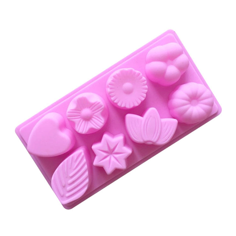 8 Grids Floral Silicone Baking Mould DIY Aroma Soap Mold - Pink