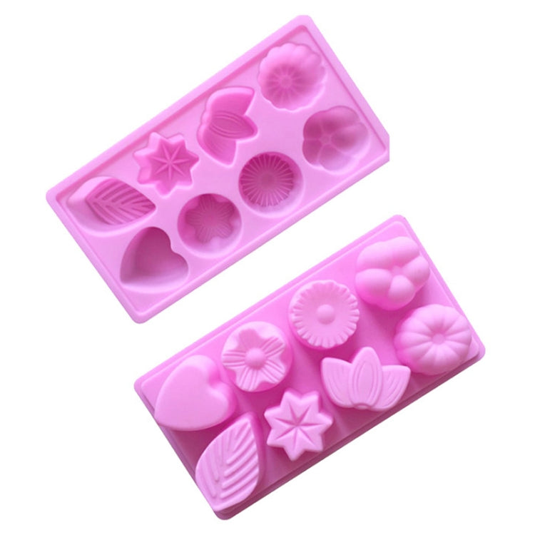 8 Grids Floral Silicone Baking Mould DIY Aroma Soap Mold - Pink