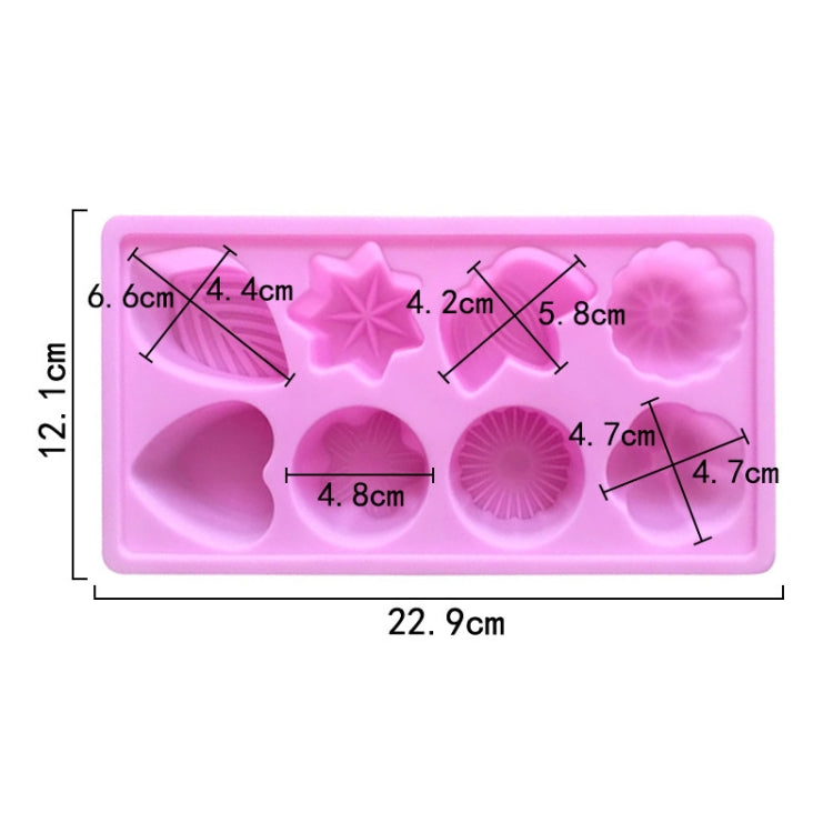 8 Grids Floral Silicone Baking Mould DIY Aroma Soap Mold - Pink