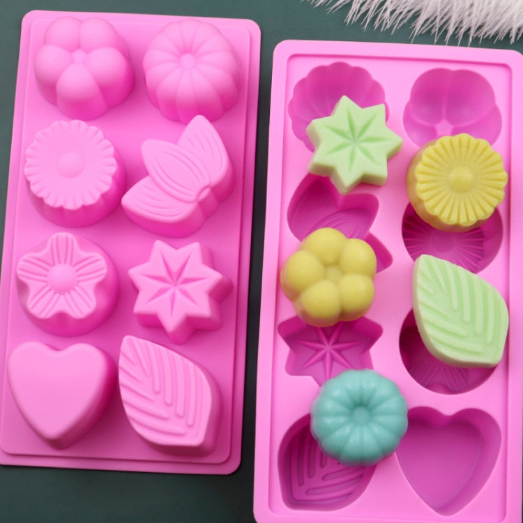 8 Grids Floral Silicone Baking Mould DIY Aroma Soap Mold - Pink