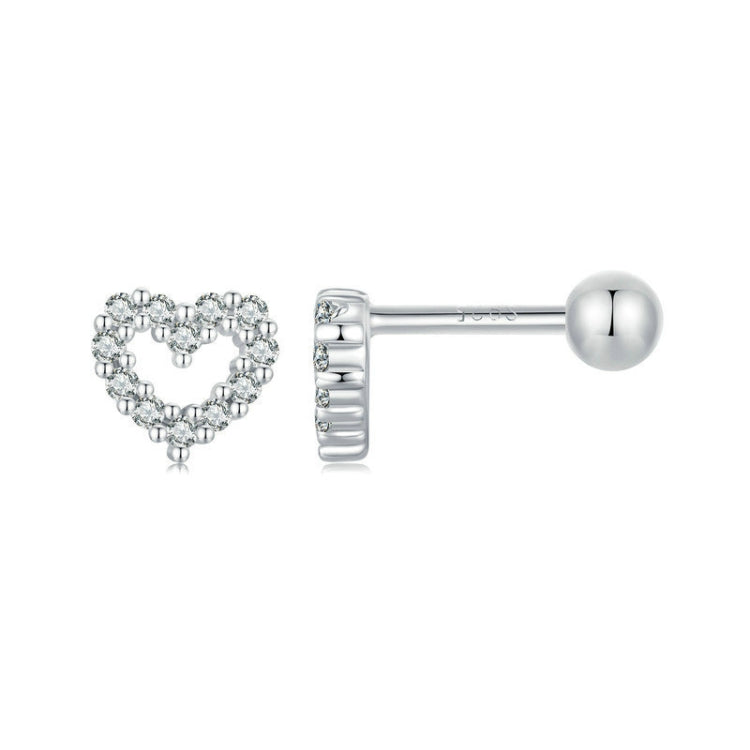S925 Sterling Silver Threaded Heart Zircon Earrings - SCE1727