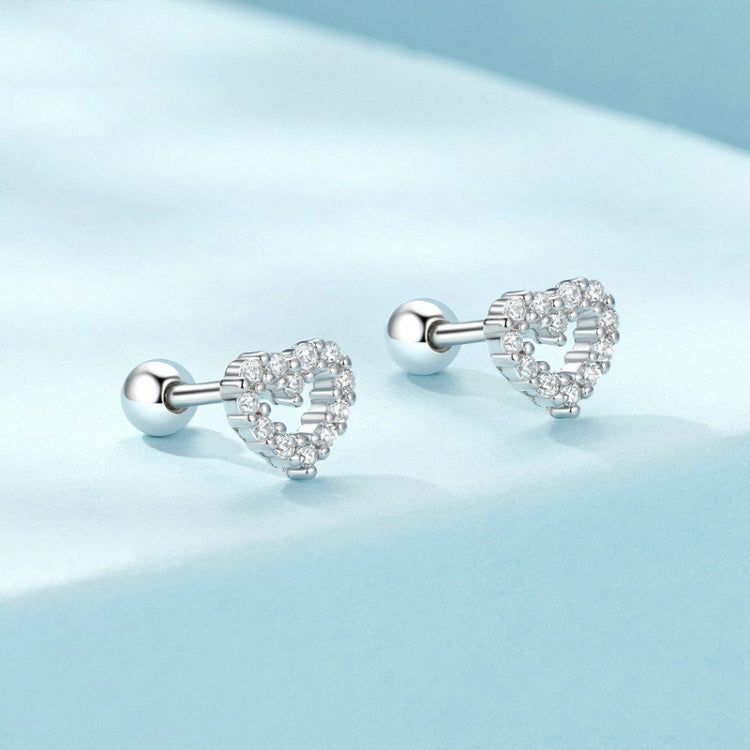 S925 Sterling Silver Threaded Heart Zircon Earrings - SCE1727