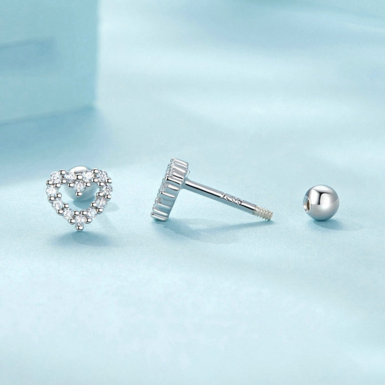 S925 Sterling Silver Threaded Heart Zircon Earrings - SCE1727