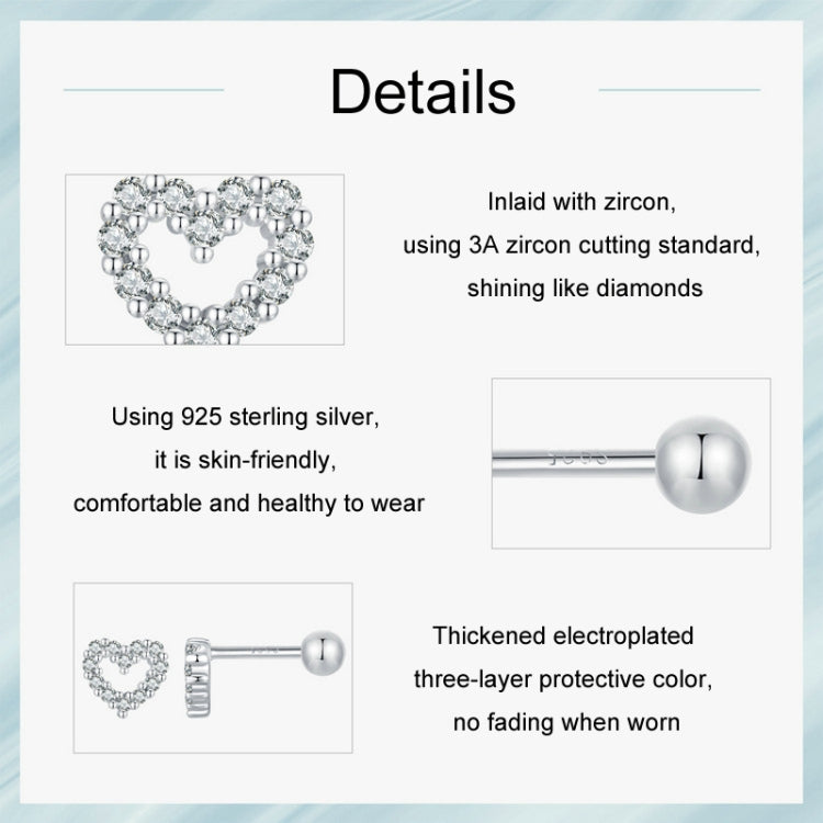 S925 Sterling Silver Threaded Heart Zircon Earrings - SCE1727