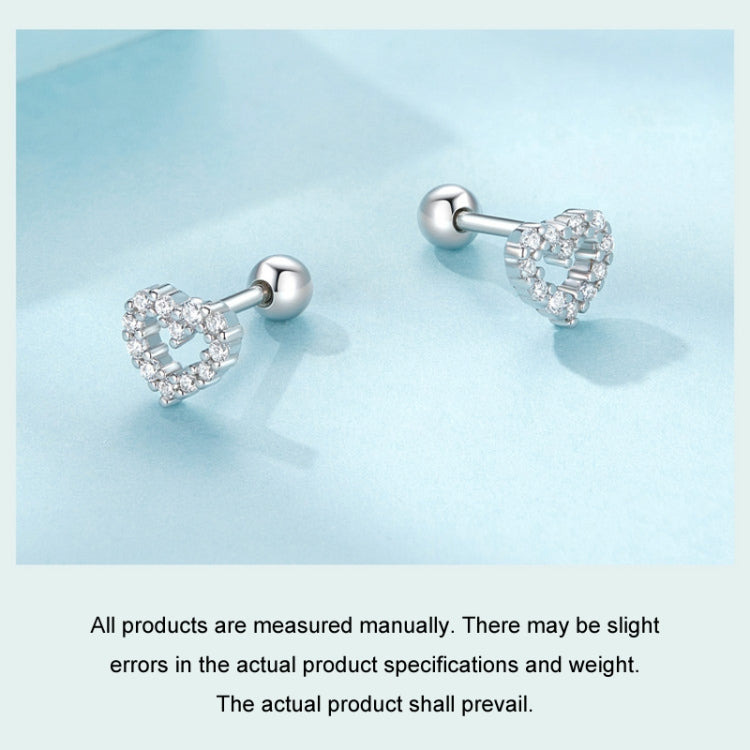 S925 Sterling Silver Threaded Heart Zircon Earrings - SCE1727