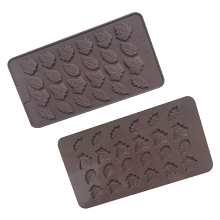 24 Grids Tree Leaf Silicone Chocolate Mould DIY Handmade Soap Mold - Chocolate Color