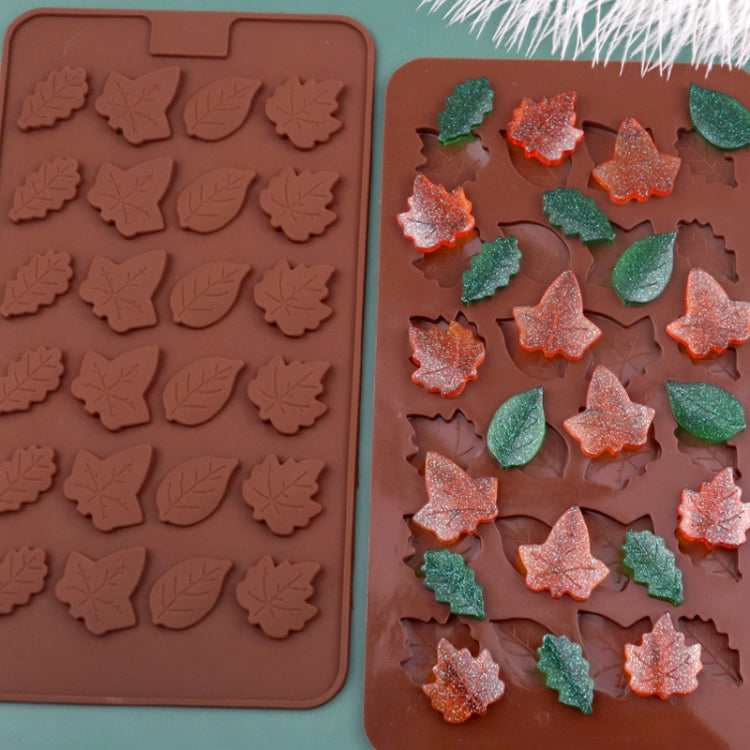 24 Grids Tree Leaf Silicone Chocolate Mould DIY Handmade Soap Mold - Chocolate Color