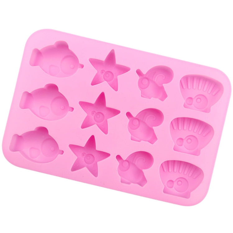 12 Grids Ocean Animal Silicone Cake Mold DIY Handmade Soap Mould - Pink