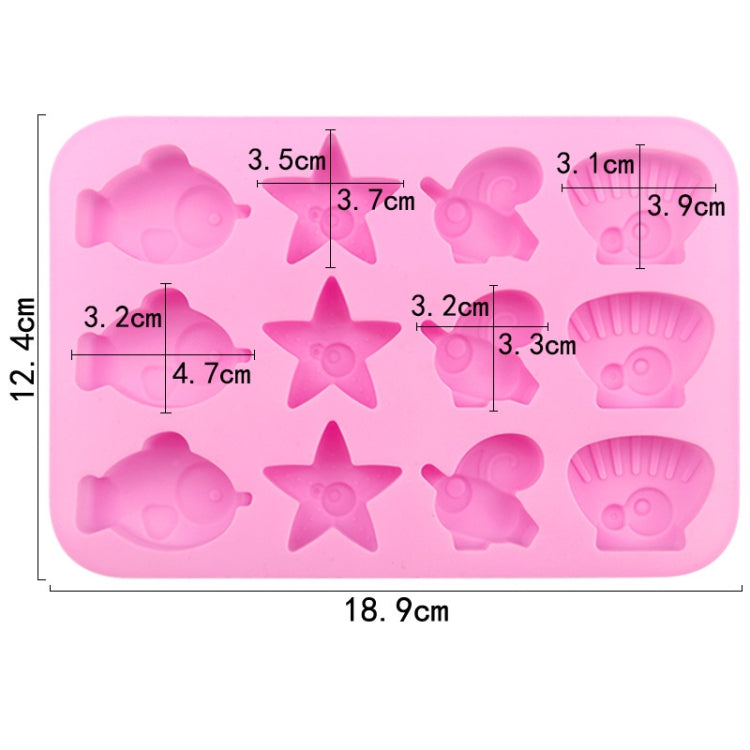 12 Grids Ocean Animal Silicone Cake Mold DIY Handmade Soap Mould - Pink