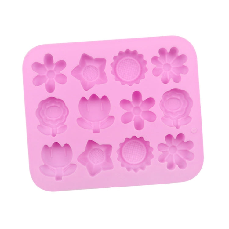 12 Grids Flower Silicone Cake Mold DIY Handmade Soap Mould - Pink