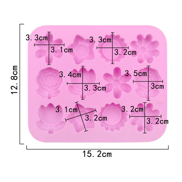 12 Grids Flower Silicone Cake Mold DIY Handmade Soap Mould - Pink