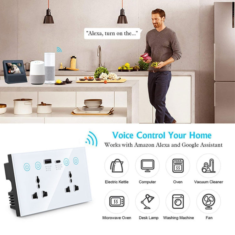 Graffiti Smart Socket With Switch USB+Type-C Dual Port Remote Control Socket, UK Plug, Style: Wifi Black