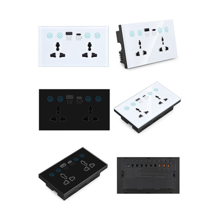 Graffiti Smart Socket With Switch USB+Type-C Dual Port Remote Control Socket, UK Plug, Style: Wifi White