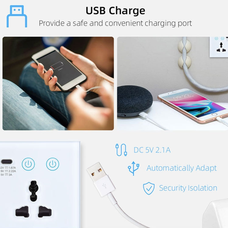 Graffiti Smart Socket With Switch USB+Type-C Dual Port Remote Control Socket, UK Plug, Style: Wifi White
