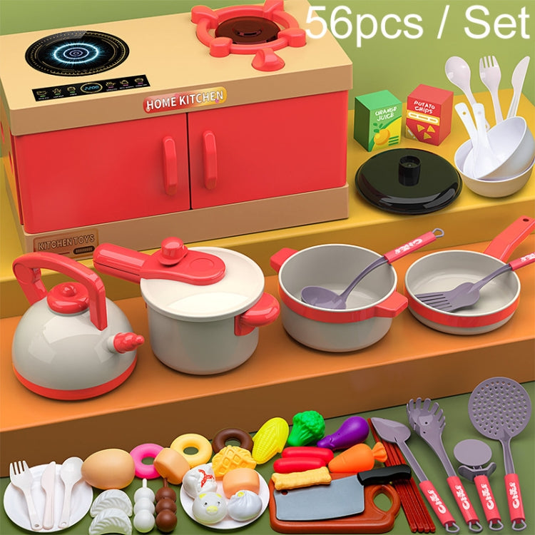 56pcs / Set Children Simulation Kitchen Cooking Toys Pretend Play Educational Toys Set Accessories Style Random Delivery