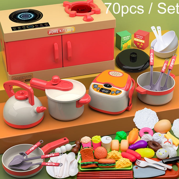 70pcs / Set Children Simulation Kitchen Cooking Toys Pretend Play Educational Toys Set Accessories Style Random Delivery
