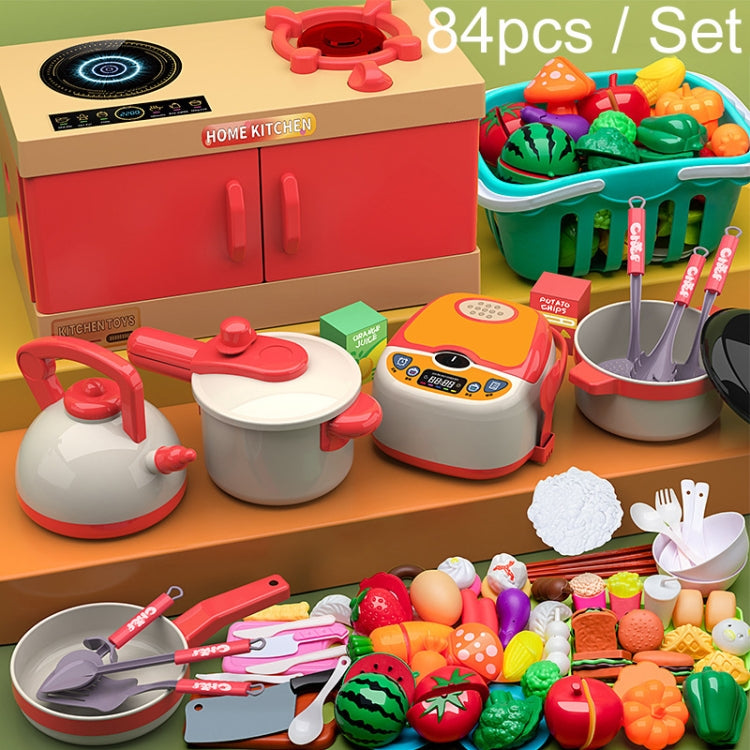 84pcs / Set Children Simulation Kitchen Cooking Toys Pretend Play Educational Toys Set Accessories Style Random Delivery