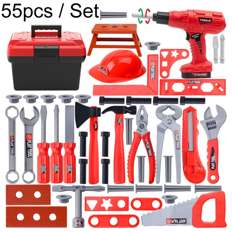 55pcs / Set Children Simulation Repair Toolbox Pretend Play Toy Set