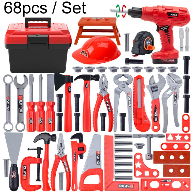 68pcs / Set Children Simulation Repair Toolbox Pretend Play Toy Set