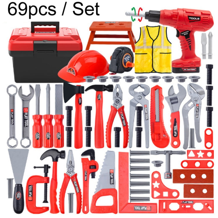 69pcs / Set Children Simulation Repair Toolbox Pretend Play Toy Set