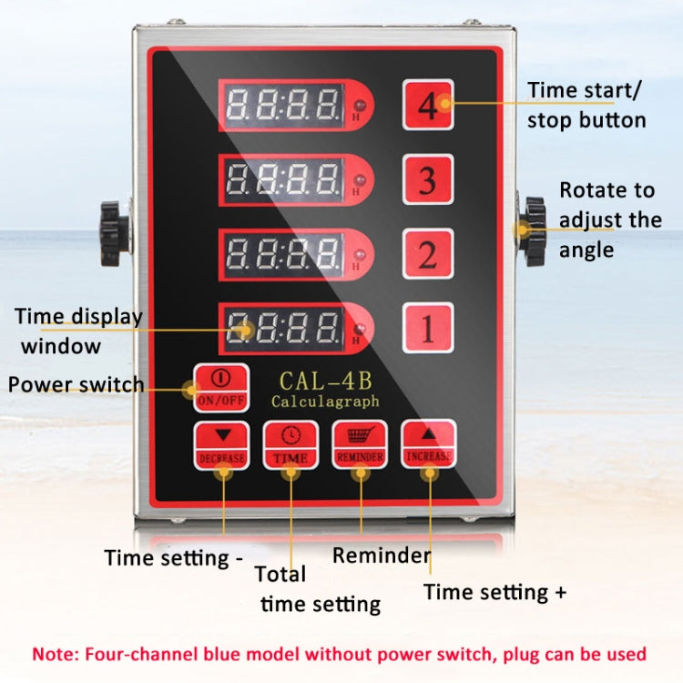 4 Channels Commercial Kitchen Timer With Loud Alarm Adjustable Cooking Reminder, Size: UK Plug