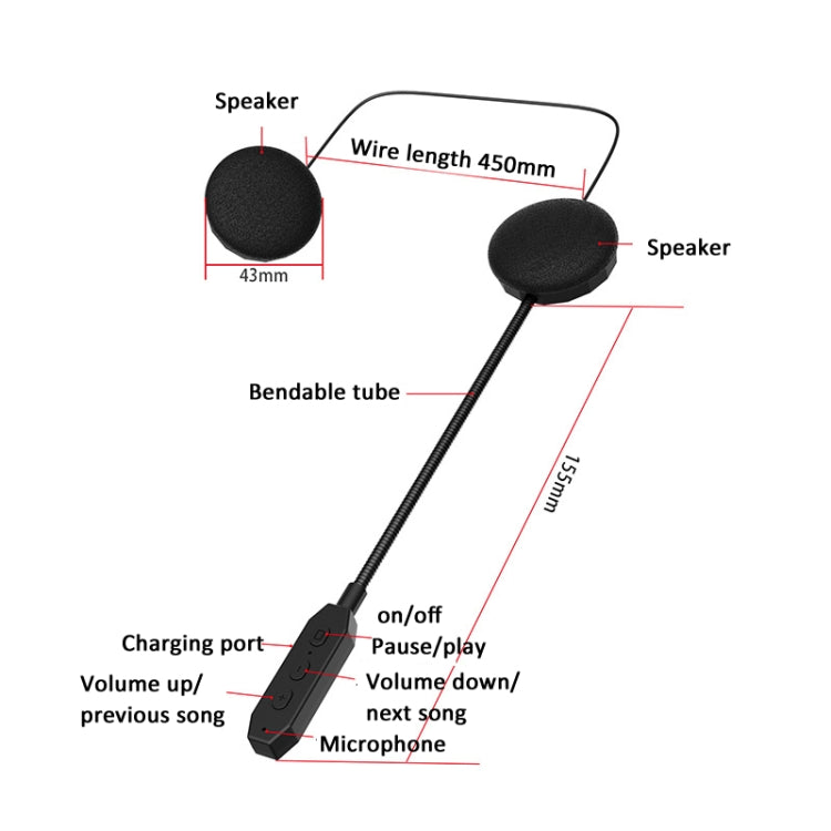 Bluetooth 5.3 Motorcycle Helmet Headset Stereo Intelligent Noise Reduction Riding Headphone