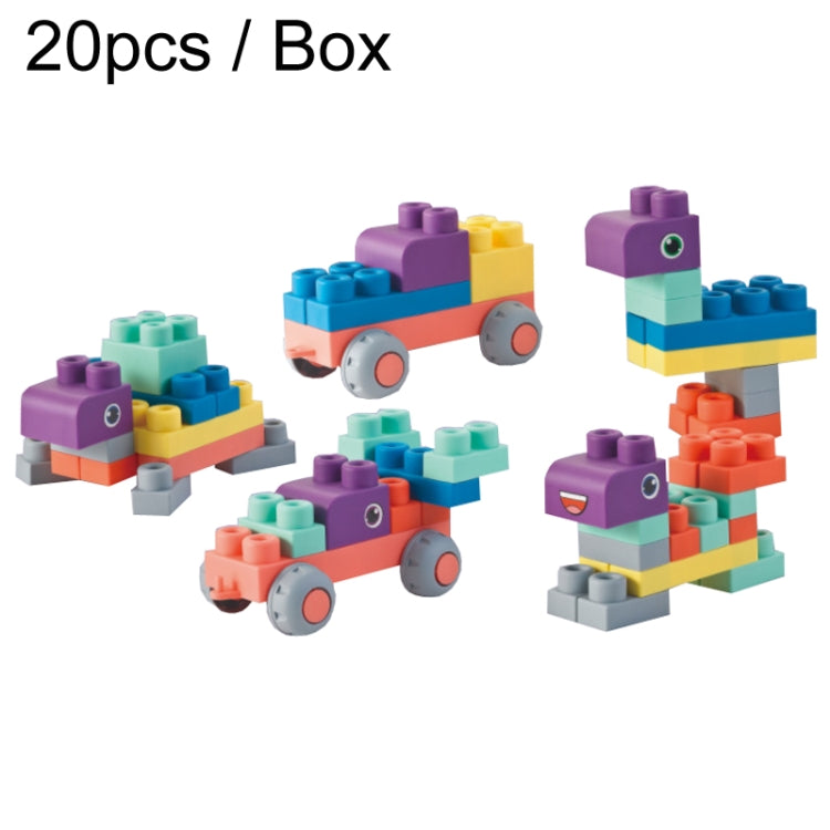 20pcs / Box Baby Chewable Soft Building Blocks Children Large Particle Puzzle Soft Rubber Toys
