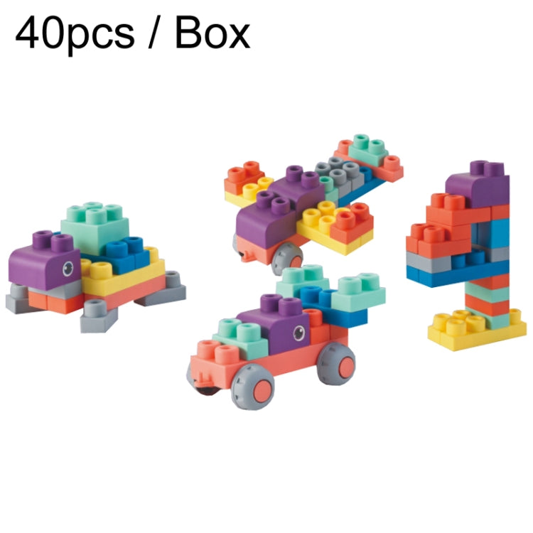 40pcs / Box Baby Chewable Soft Building Blocks Children Large Particle Puzzle Soft Rubber Toys