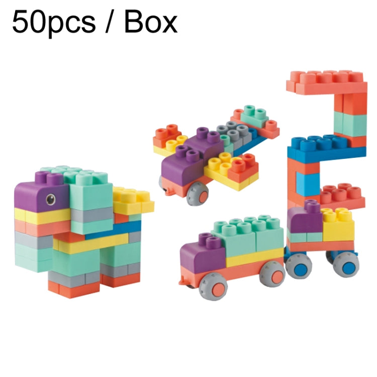 50pcs / Box Baby Chewable Soft Building Blocks Children Large Particle Puzzle Soft Rubber Toys