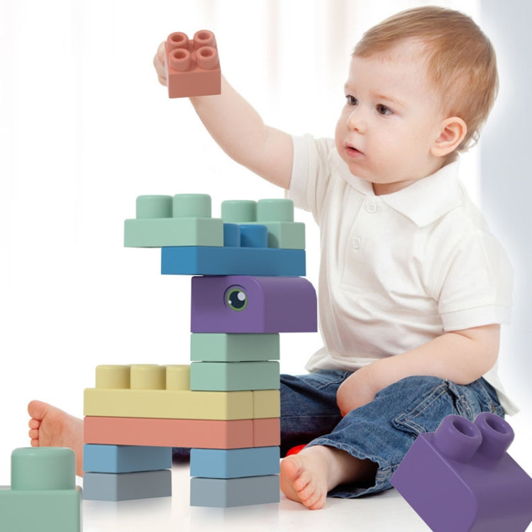 20pcs / Box Baby Chewable Soft Building Blocks Children Large Particle Puzzle Soft Rubber Toys