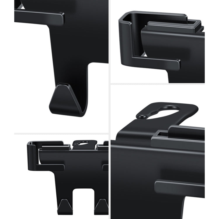 Car Multifunctional Mobile Phone Holder Rear Headrest Storage Hook - Black