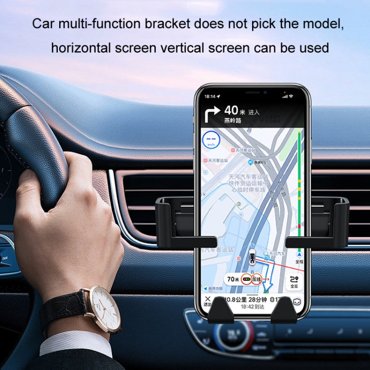 Car Multifunctional Mobile Phone Holder Rear Headrest Storage Hook - Black