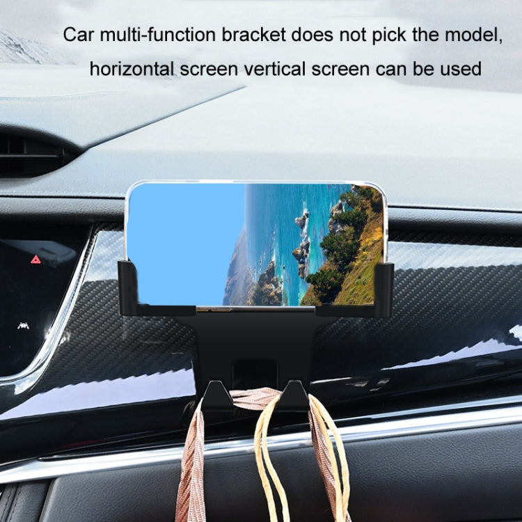 Car Multifunctional Mobile Phone Holder Rear Headrest Storage Hook - Black