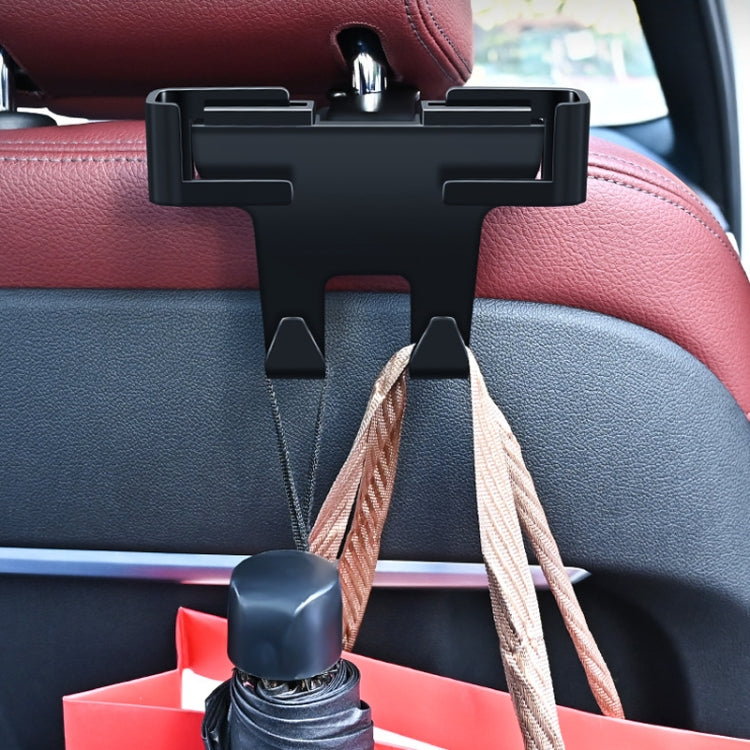 Car Multifunctional Mobile Phone Holder Rear Headrest Storage Hook - Black